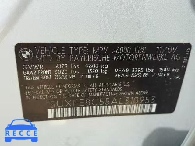 2010 BMW X5 XDRIVE4 5UXFE8C55AL310953 image 9