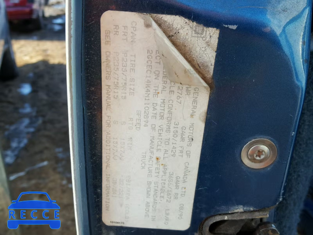 1991 CHEVROLET GMT-400 C1 2GCEC14K4M1102894 image 9