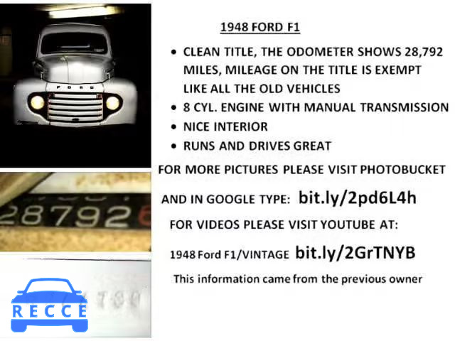 1948 FORD F-1 8R244739 Bild 9