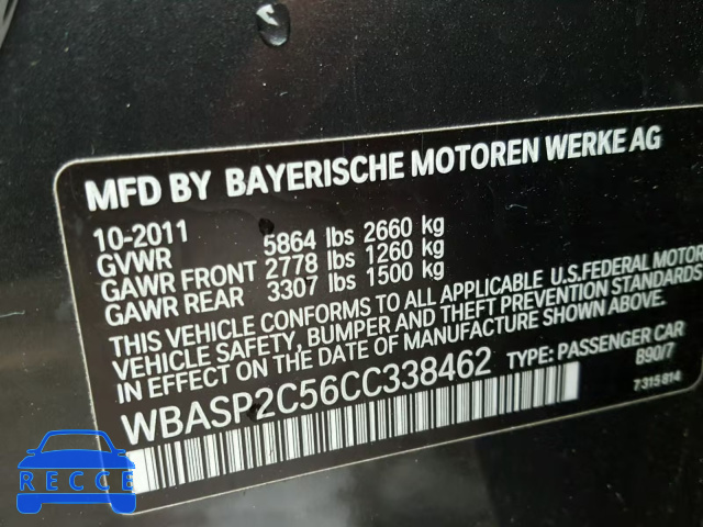 2012 BMW 535 XIGT WBASP2C56CC338462 Bild 9