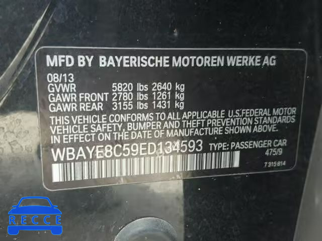 2014 BMW 750 LI WBAYE8C59ED134593 зображення 9