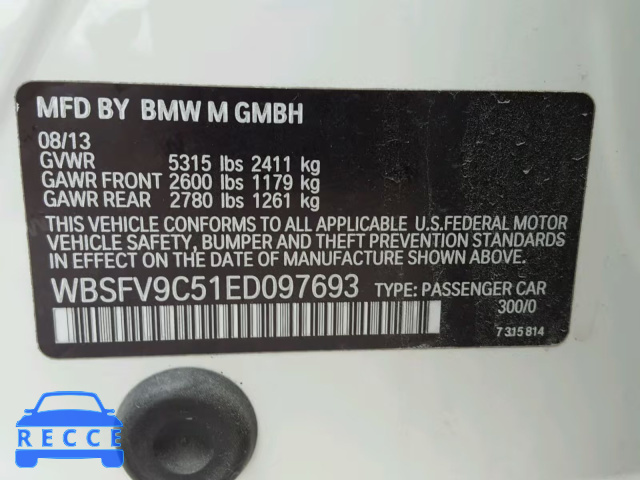 2014 BMW M5 WBSFV9C51ED097693 image 9