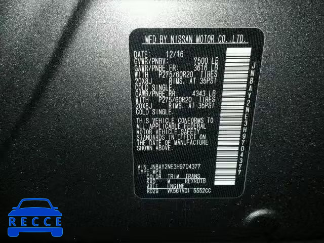 2017 NISSAN ARMADA PLA JN8AY2NE3H9704377 image 9