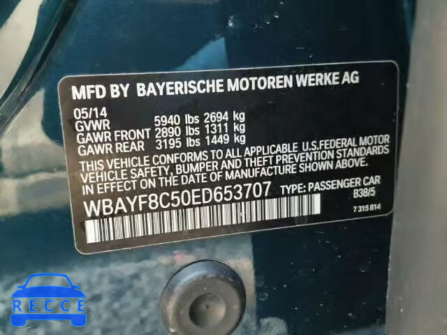 2014 BMW 750 LXI WBAYF8C50ED653707 зображення 9