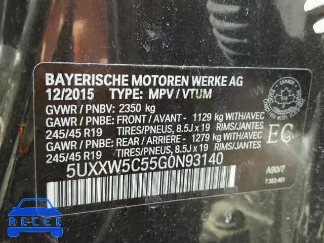 2016 BMW X4 XDRIVE3 5UXXW5C55G0N93140 image 9