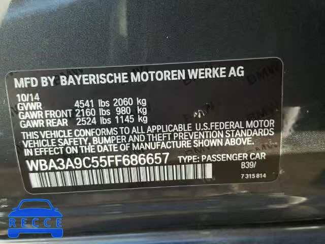 2015 BMW 335 I WBA3A9C55FF686657 Bild 9