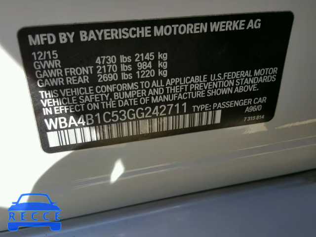 2016 BMW 435 I WBA4B1C53GG242711 зображення 9