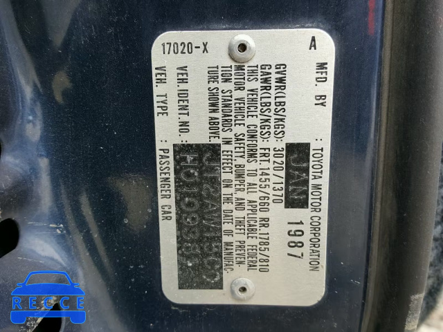 1987 TOYOTA MR2 JT2AW15C0H0109381 image 9