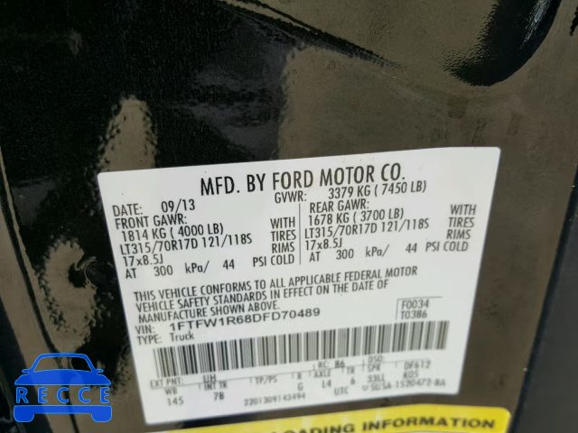 2013 FORD F150 SVT R 1FTFW1R68DFD70489 image 9