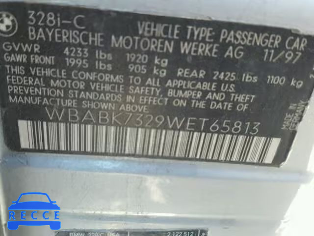 1998 BMW 328 IC WBABK7329WET65813 image 9