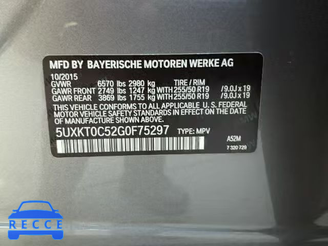 2016 BMW X5 XDR40E 5UXKT0C52G0F75297 зображення 9