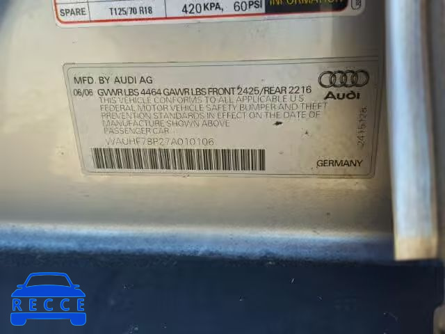 2007 AUDI A3 2 WAUHF78P27A010106 зображення 9