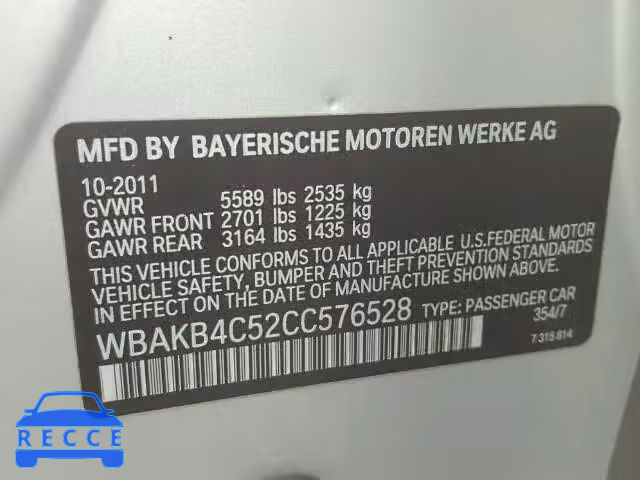 2012 BMW 740 LI WBAKB4C52CC576528 зображення 9