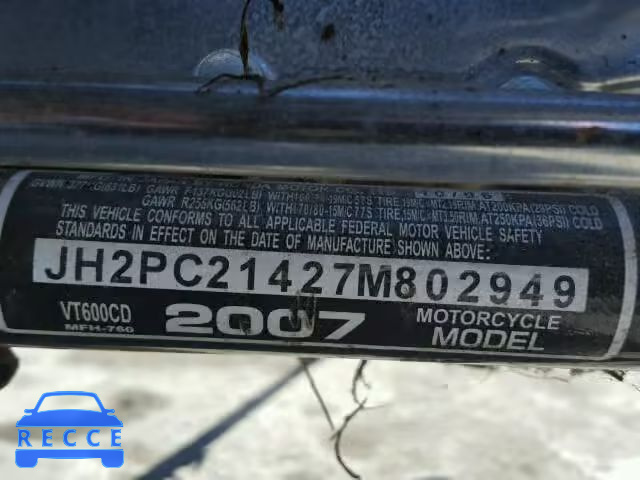 2007 HONDA VT600 CD JH2PC21427M802949 image 9