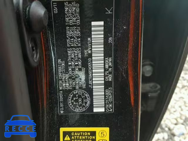 2011 LEXUS RX 450 JTJBC1BA6B2420510 зображення 9