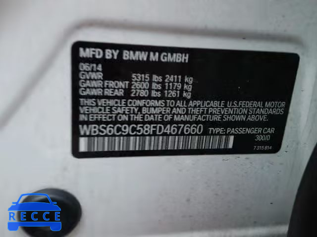 2015 BMW M6 GRAN CO WBS6C9C58FD467660 зображення 9