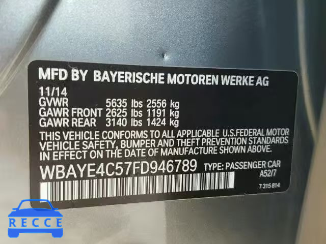 2015 BMW 740 LI WBAYE4C57FD946789 image 9