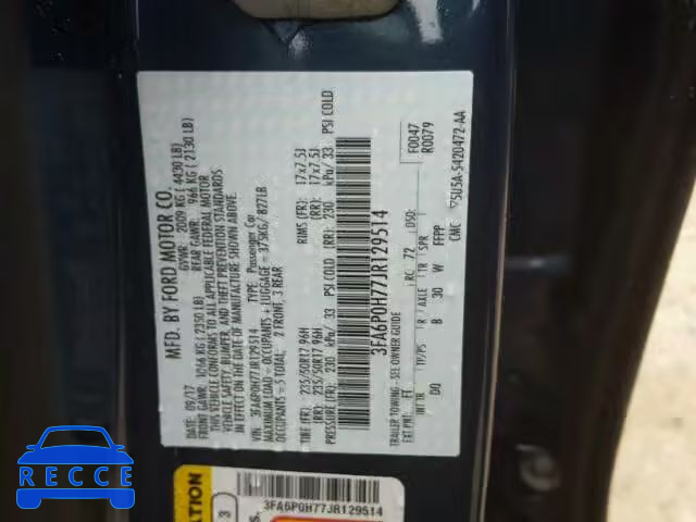 2018 FORD FUSION SE 3FA6P0H77JR129514 image 9