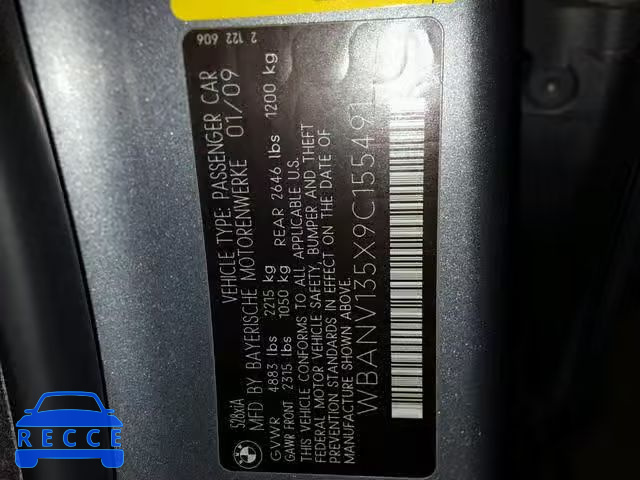 2009 BMW 528 XI WBANV135X9C155491 image 9