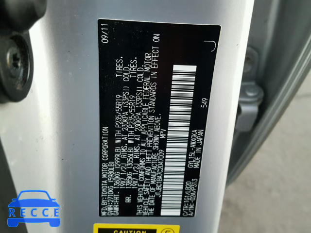 2012 LEXUS RX 450 JTJBC1BA7C2047009 image 9
