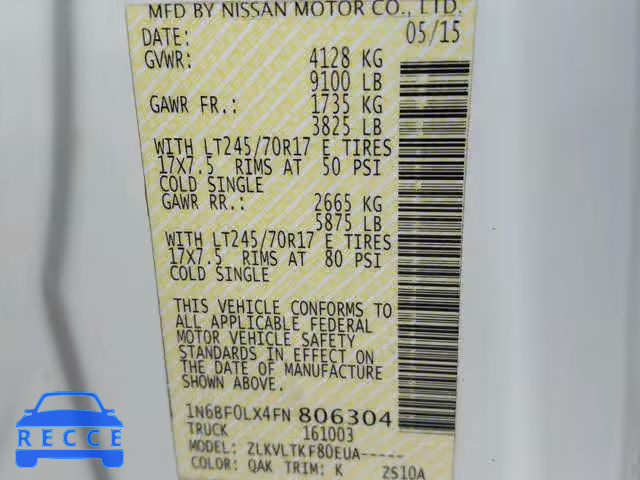 2015 NISSAN NV 2500 1N6BF0LX4FN806304 image 9