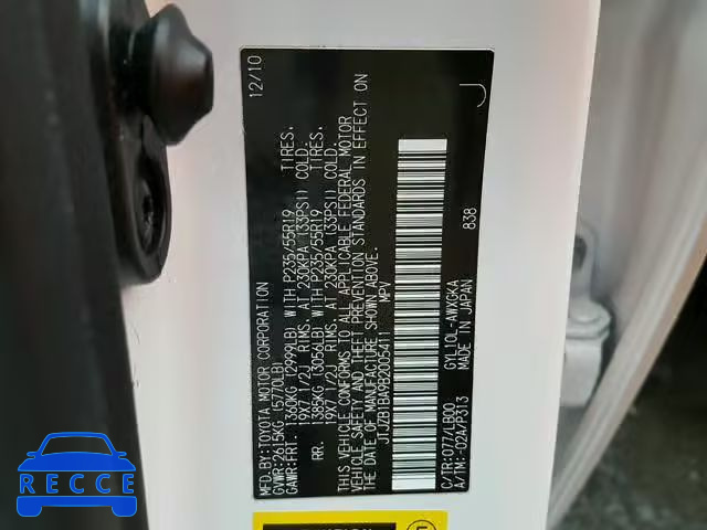 2011 LEXUS RX 450 JTJZB1BA9B2005411 Bild 9