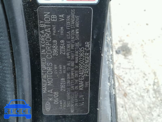 2009 KIA SPECTRA SX KNAFE241395023635 image 9