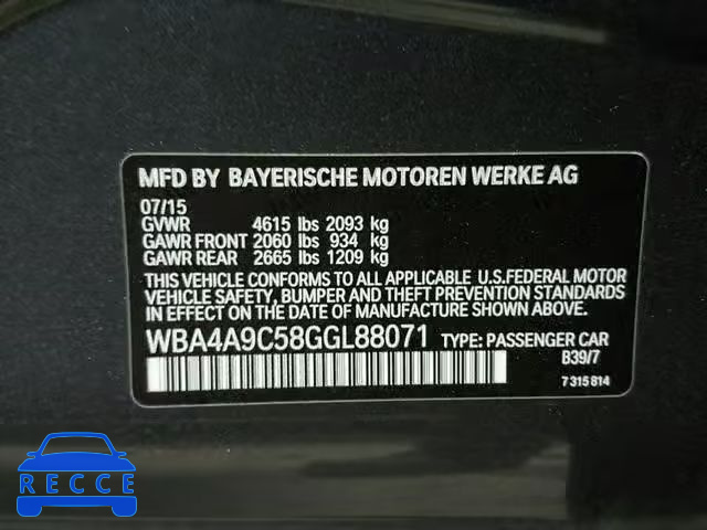 2016 BMW 428 I WBA4A9C58GGL88071 зображення 9