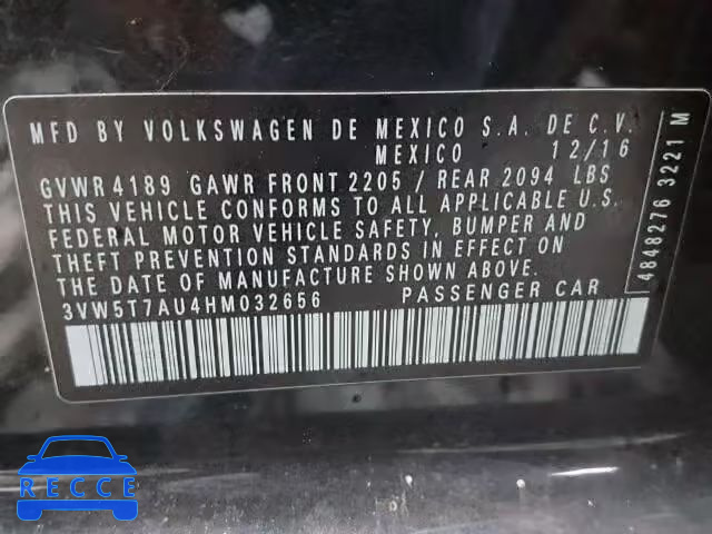 2017 VOLKSWAGEN GTI S 3VW5T7AU4HM032656 зображення 9