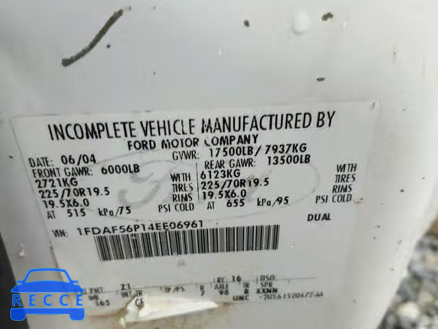 2004 FORD F550 SUPER 1FDAF56P14EE06961 image 9
