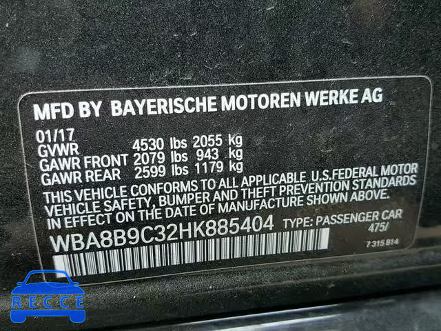 2017 BMW 330 I WBA8B9C32HK885404 зображення 9