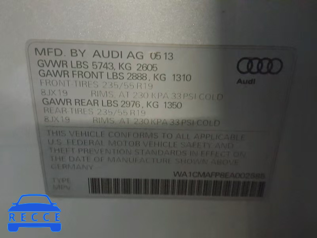 2014 AUDI Q5 TDI WA1CMAFP8EA002585 image 9