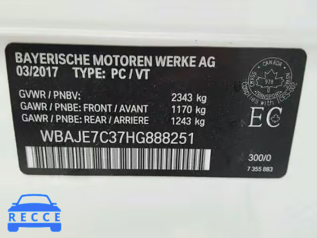 2017 BMW 540 XI WBAJE7C37HG888251 image 9