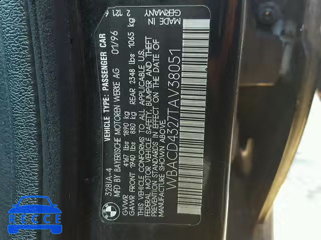 1996 BMW 328 I AUTO WBACD4327TAV38051 image 9