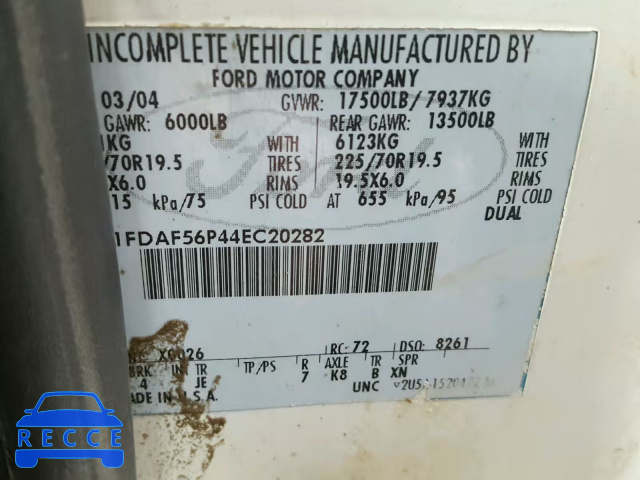 2004 FORD F550 SUPER 1FDAF56P44EC20282 image 9