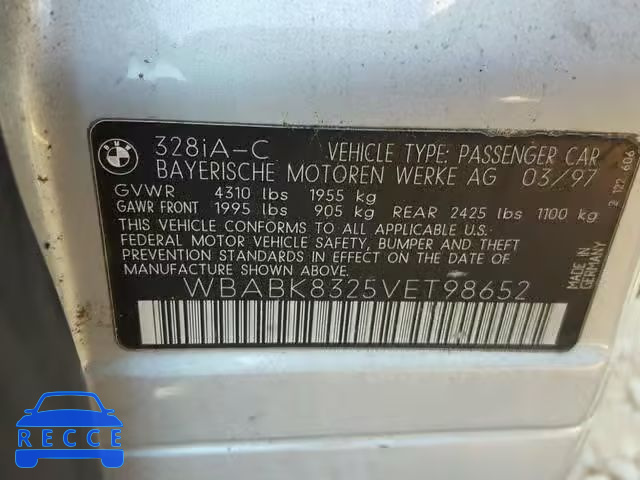 1997 BMW 328 IC AUT WBABK8325VET98652 image 9