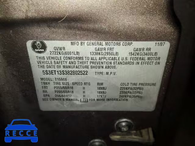 2008 SAAB 9-7X 4.2I 5S3ET13S382802522 image 9