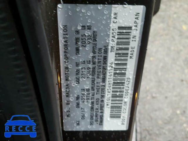2017 MAZDA 6 GRAND TO JM1GL1X54H1141124 зображення 9