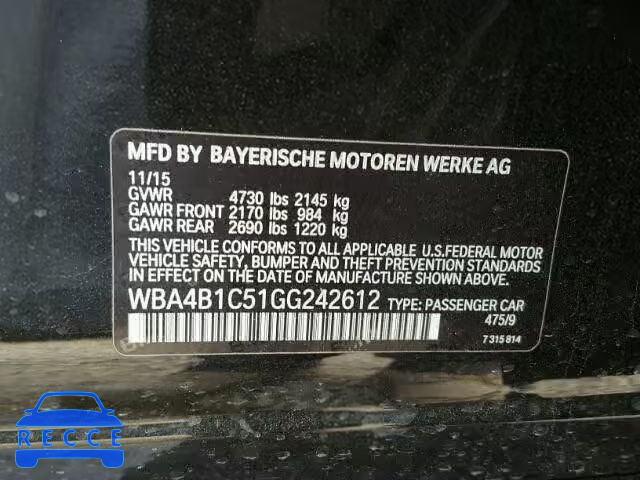 2016 BMW 435 I WBA4B1C51GG242612 зображення 9