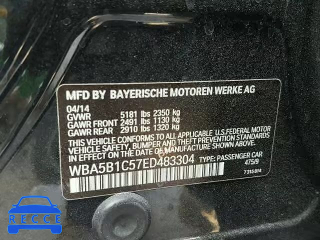 2014 BMW 535 I WBA5B1C57ED483304 Bild 9