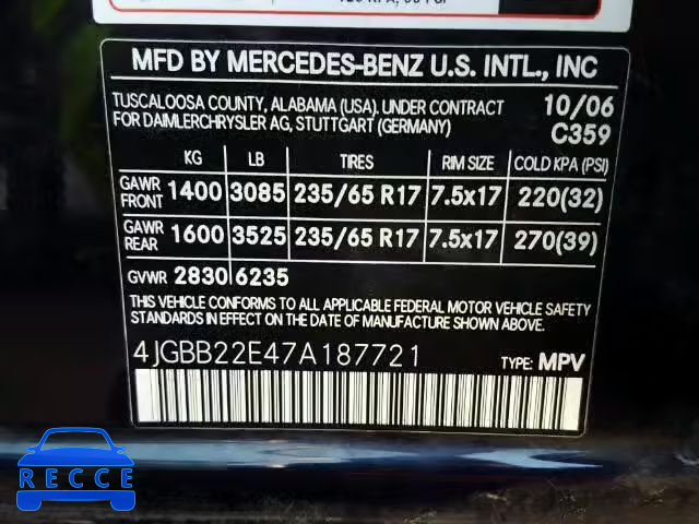 2007 MERCEDES-BENZ ML 320 CDI 4JGBB22E47A187721 image 9