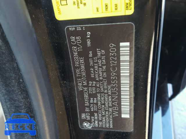 2009 BMW 528 I WBANU53539C122309 image 9