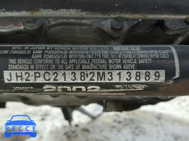 2002 HONDA VT600 CD JH2PC21382M313889 image 9