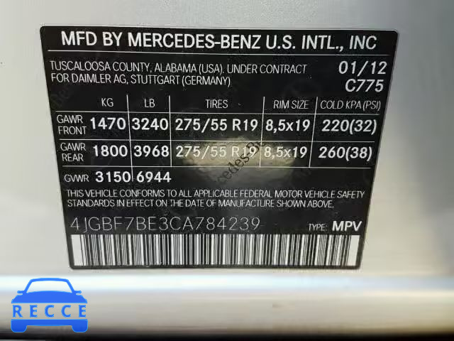 2012 MERCEDES-BENZ GL 450 4MA 4JGBF7BE3CA784239 image 9