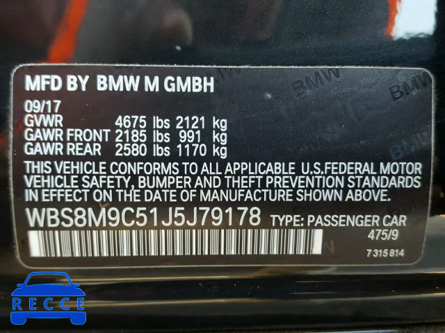 2018 BMW M3 WBS8M9C51J5J79178 image 9