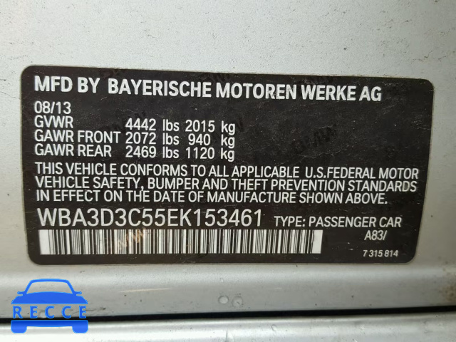 2014 BMW 328 D WBA3D3C55EK153461 зображення 9