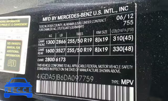 2013 MERCEDES-BENZ ML 350 4JGDA5JB6DA097759 image 9