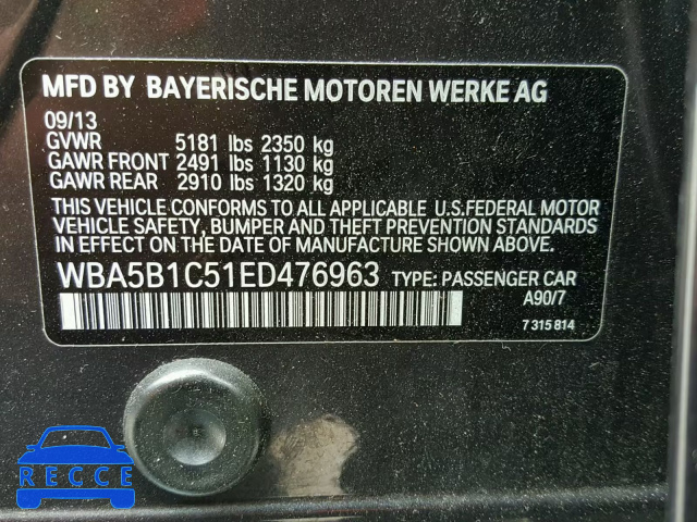 2014 BMW 535 I WBA5B1C51ED476963 Bild 9