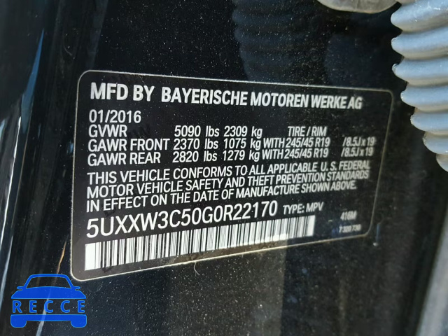 2016 BMW X4 XDRIVE2 5UXXW3C50G0R22170 зображення 9