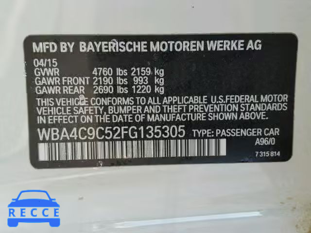 2015 BMW 428 XI WBA4C9C52FG135305 зображення 9